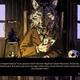 Image of man with a wolf's head playing cards by candle light.